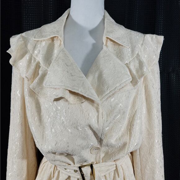NWT@$100! ASHLEY STEWART! CREAM FLORAL PATTERNED SATIN BROCADE JACKET! SZ 18/20 - Picture 4 of 12